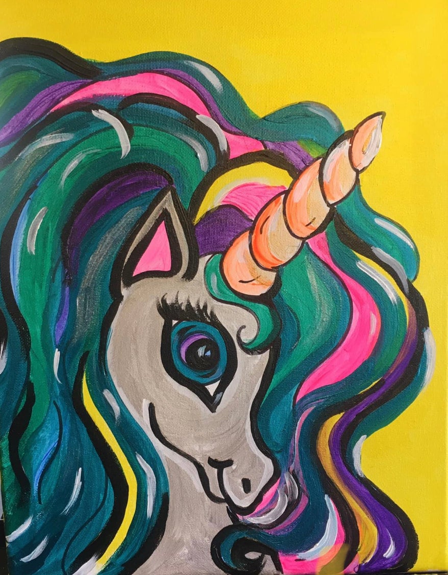 Unicorn 2 Pre Sketched Canvas, Kids Painting, Kids Painting Canvas